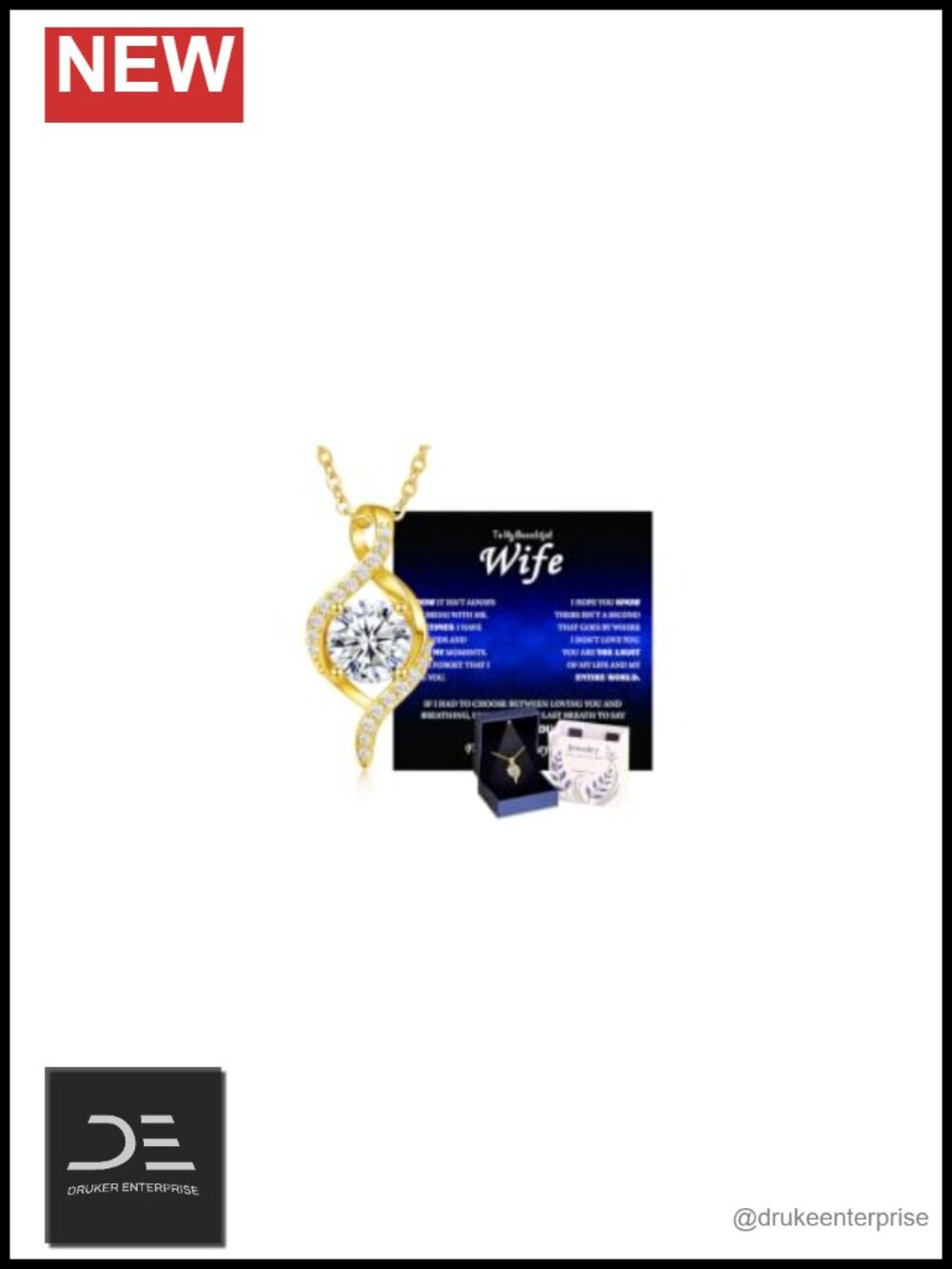 2CT Moissanite Infinity Pendant Necklace 18K Gold Filled Sterling Silver